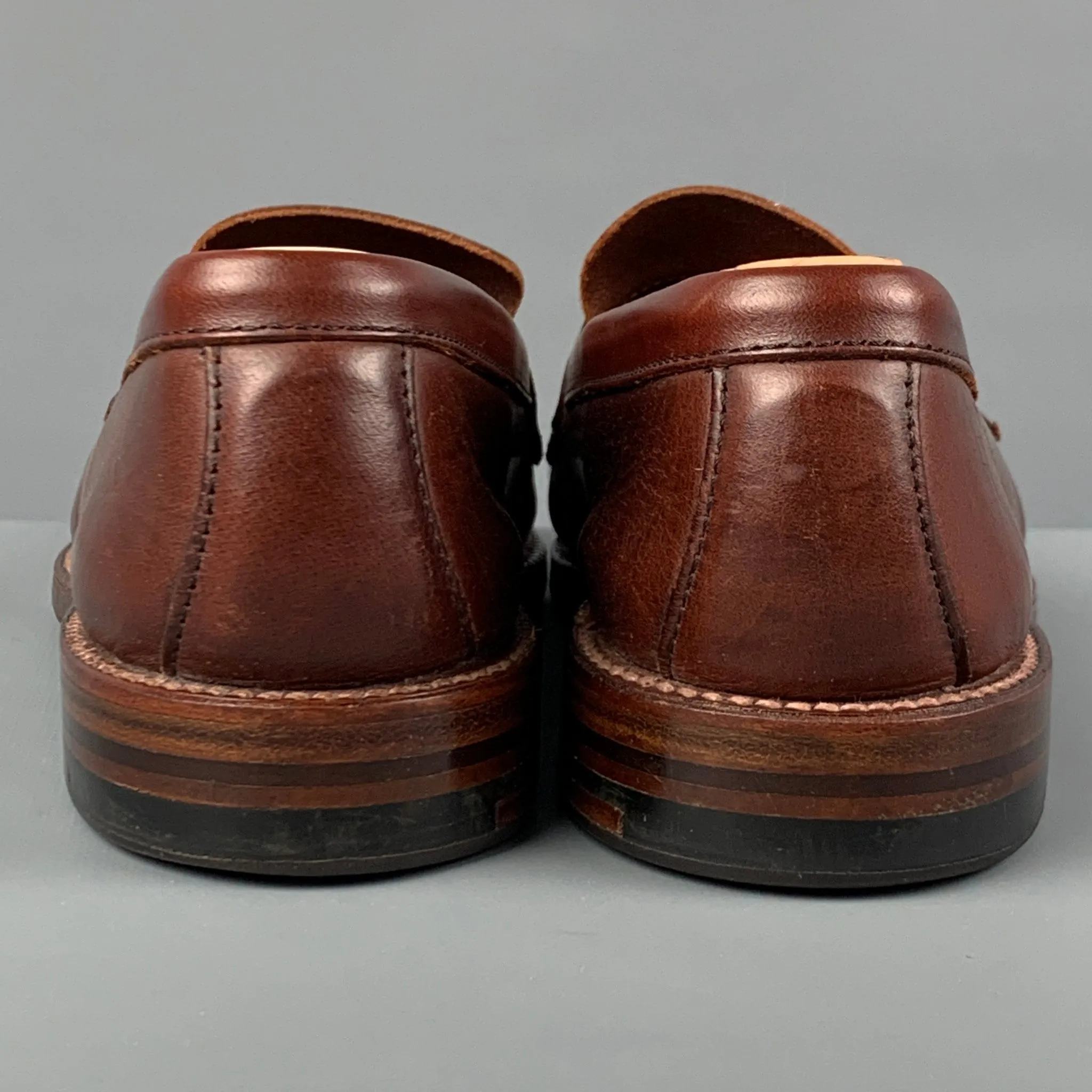 ALDEN Size 6.5 Brown Leather Penny Loafers