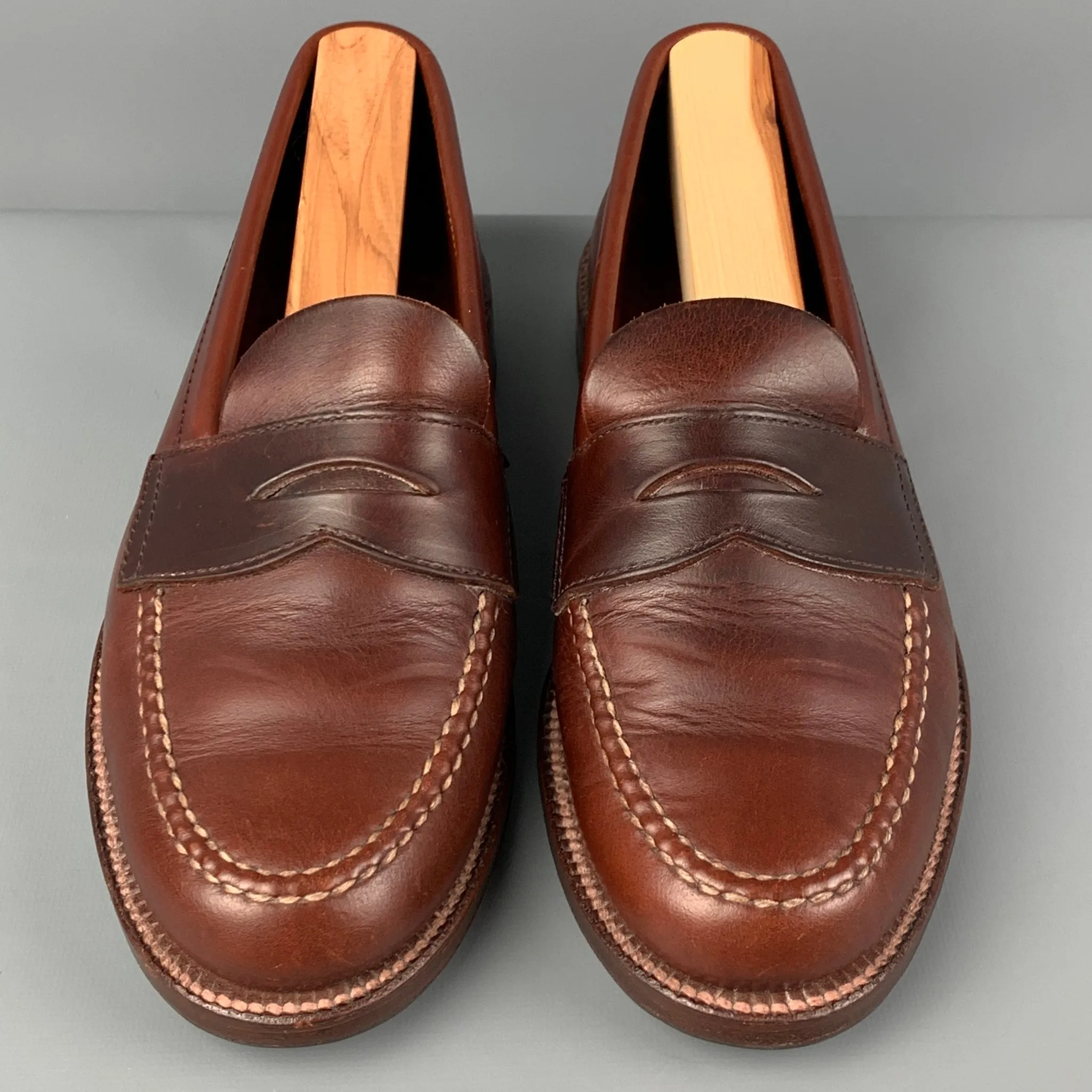 ALDEN Size 6.5 Brown Leather Penny Loafers