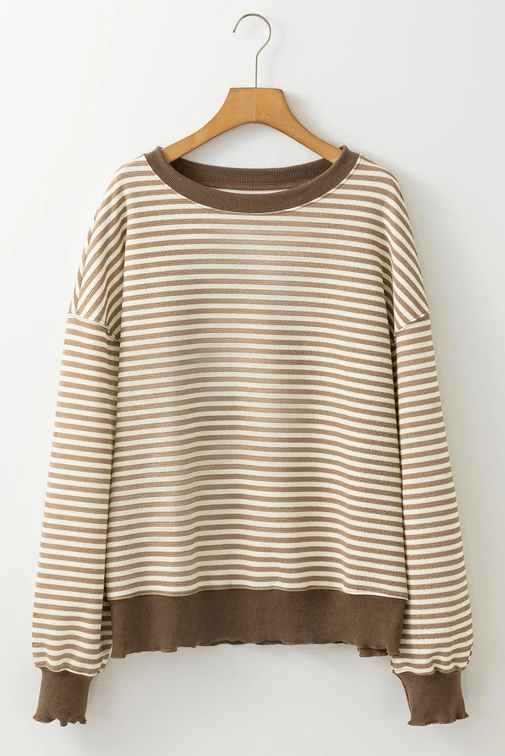 Angie Stripe Loose Drop Shoulder Long Sleeve Top