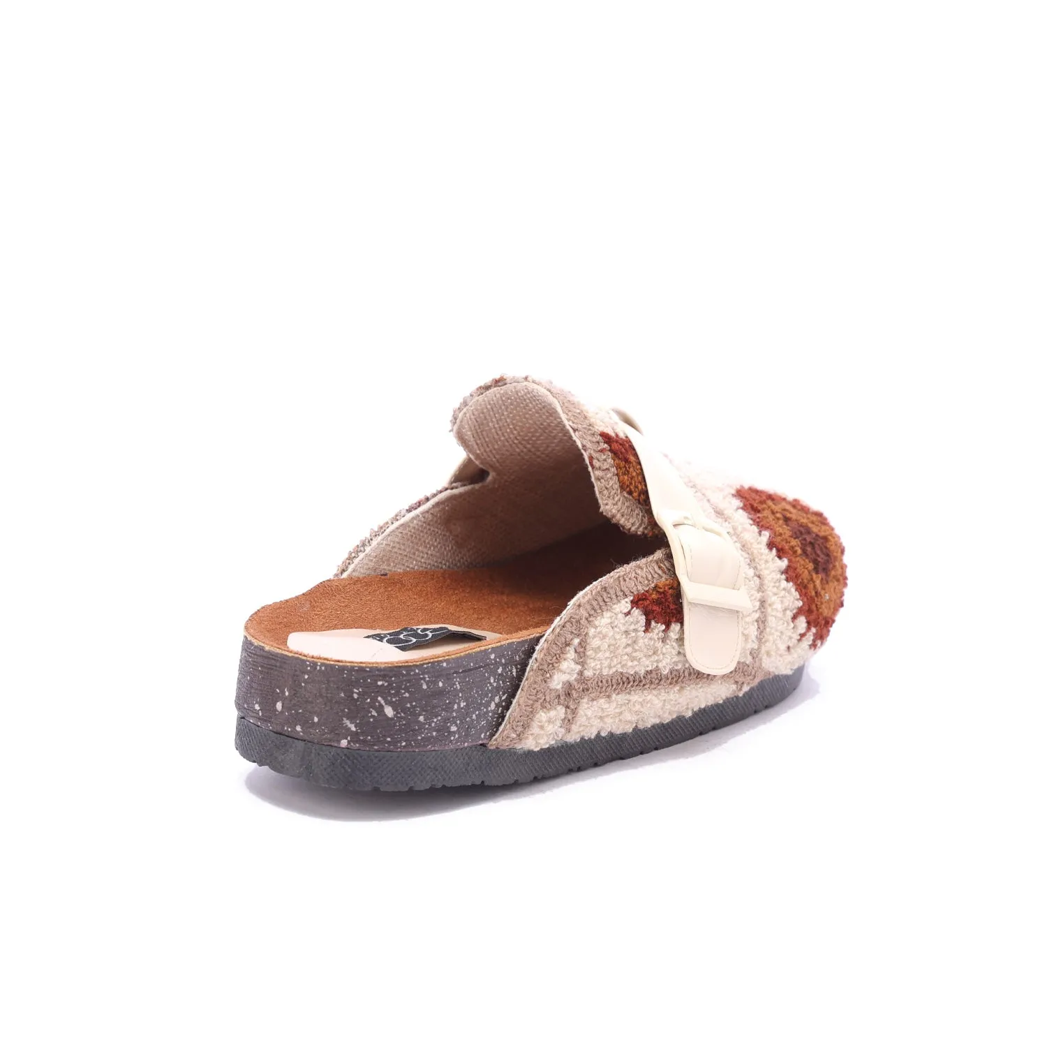 Boho Knit Buckle Clogs-Beige