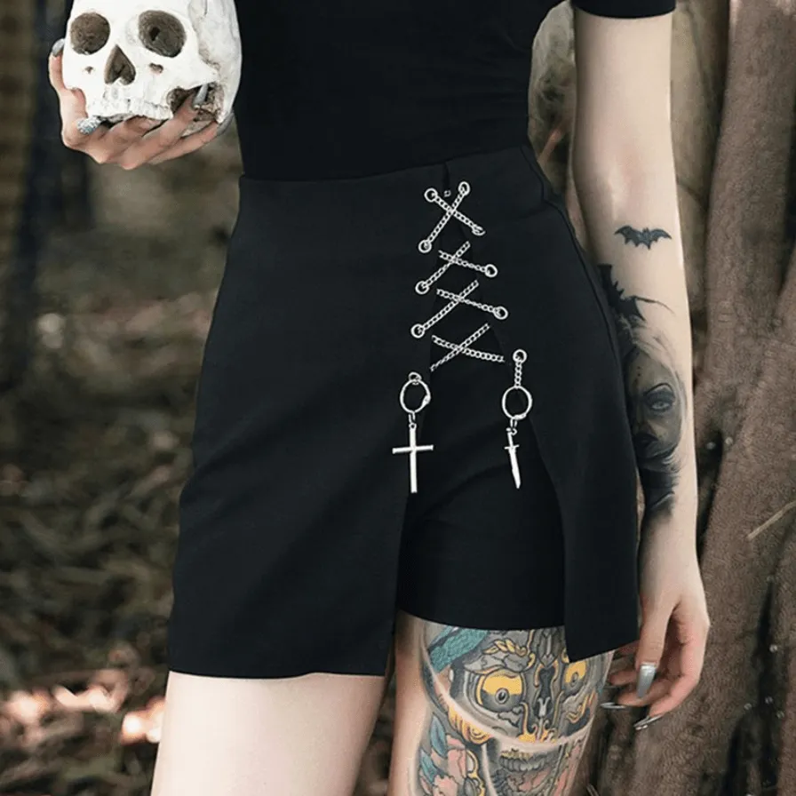 Cross High Waist Casual Shorts