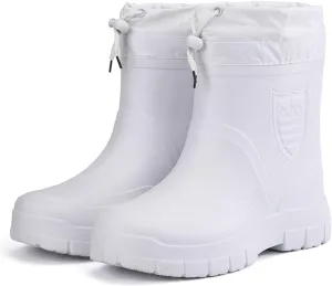 Men's Short Rubber Rain Boots, Winter Warm Durable Wear Resistant and Anti-Skid Waterproof Rain Boots for Men, Fur Interior Rubber Sole Shoes, for Gardening Fishing Boating Camping