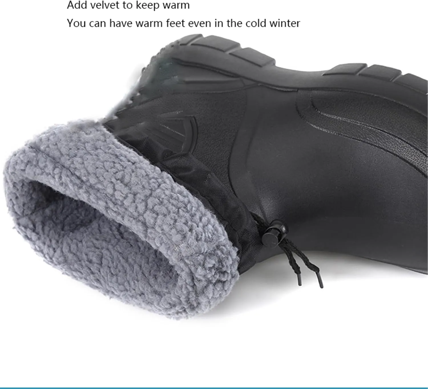 Men's Short Rubber Rain Boots, Winter Warm Durable Wear Resistant and Anti-Skid Waterproof Rain Boots for Men, Fur Interior Rubber Sole Shoes, for Gardening Fishing Boating Camping