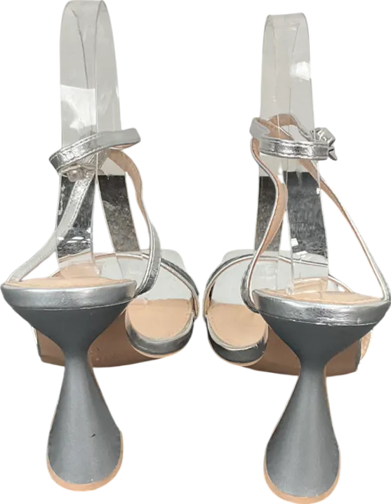 PrettyLittleThing Metallic Square Toe Heeled Sandals UK 8 EU 41 