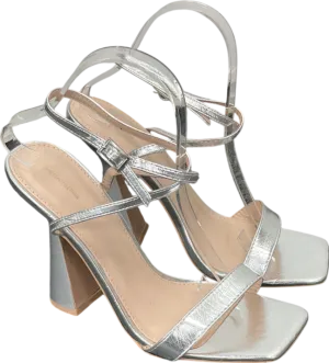 PrettyLittleThing Metallic Square Toe Heeled Sandals UK 8 EU 41 
