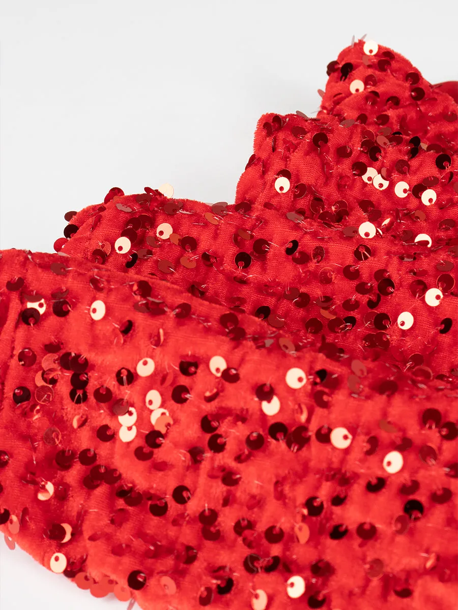 Red Sequin Camisole Dress