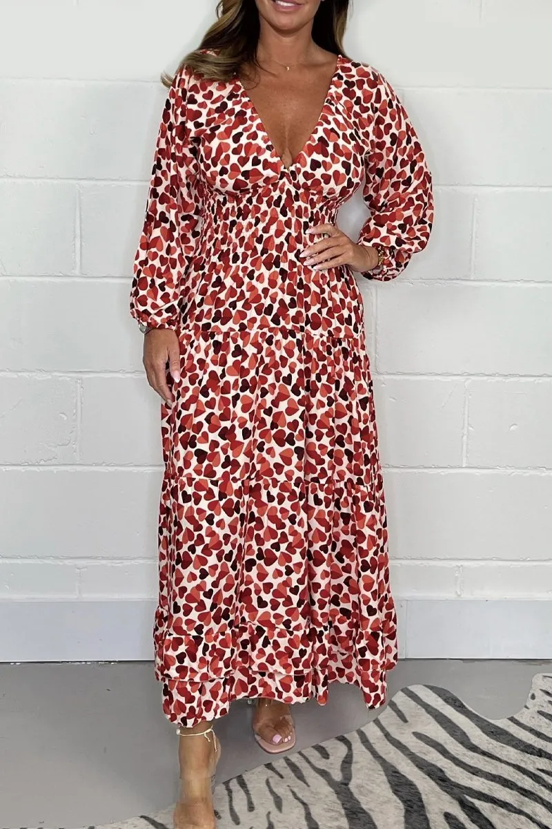 Summer Hot Sale 50% OFFHeart Smocked Midi Dress