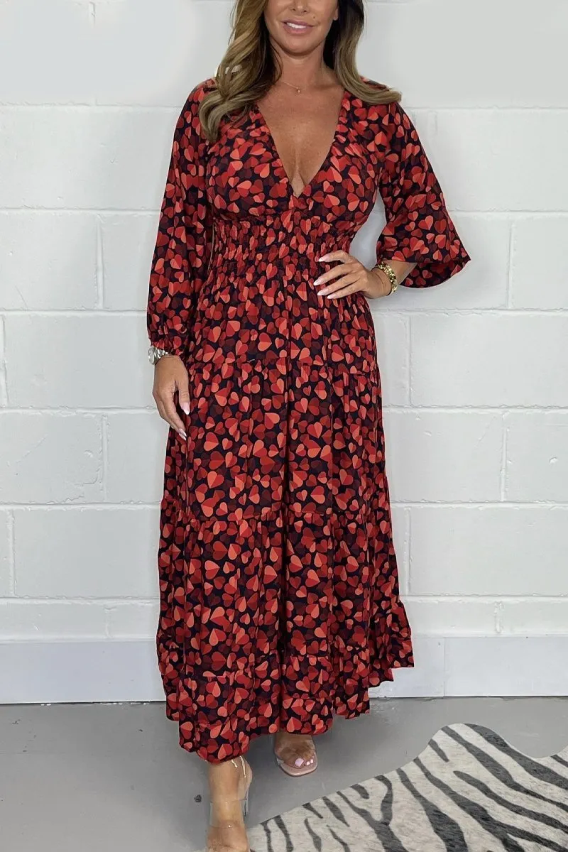 Summer Hot Sale 50% OFFHeart Smocked Midi Dress
